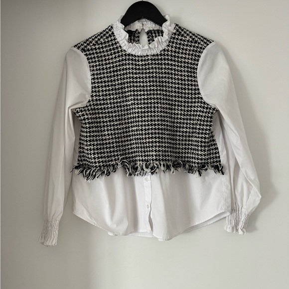 Zara Contrast Tweed Top - Picture 8 of 10